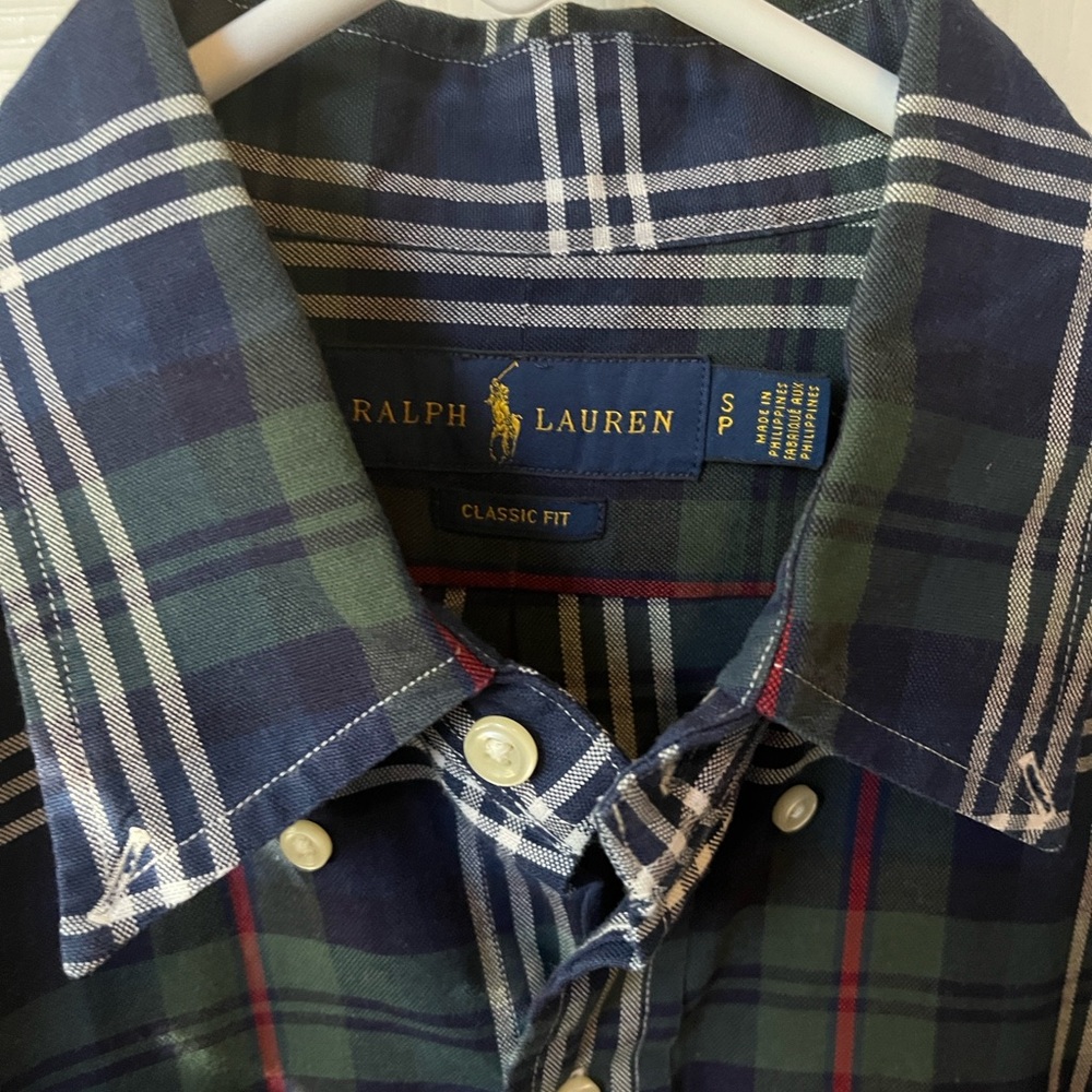 Polo Ralph Lauren Classic Fit Blue And Green Plaid Oxford Button Down Size Small - Picture 2 of 4